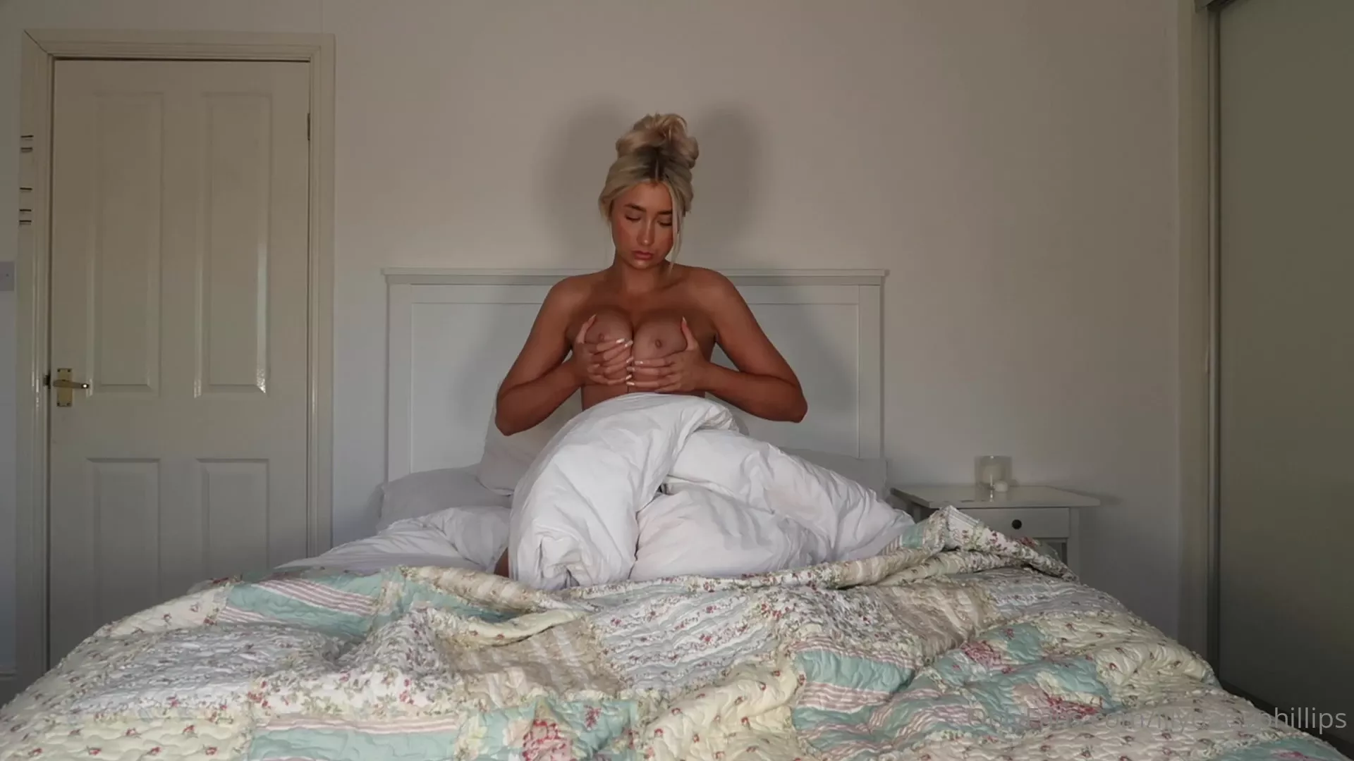 horny blonde teen Lillian Phillips nude masturbation in bed