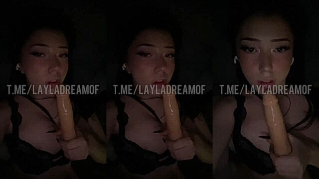 Layla Dream sucking her favourite dildo video leaked