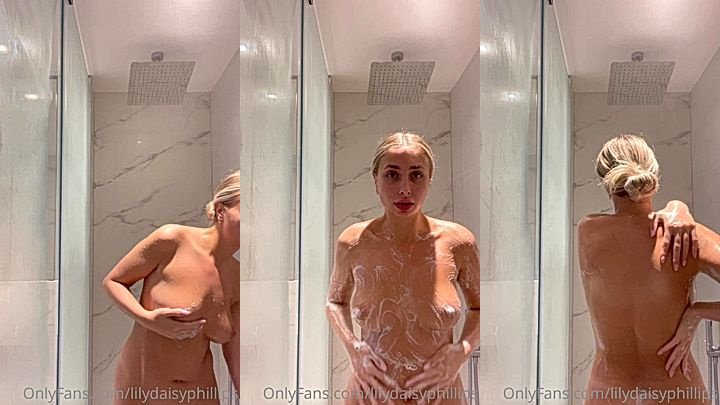 sexy British babe Lillian Phillips wet shower tease