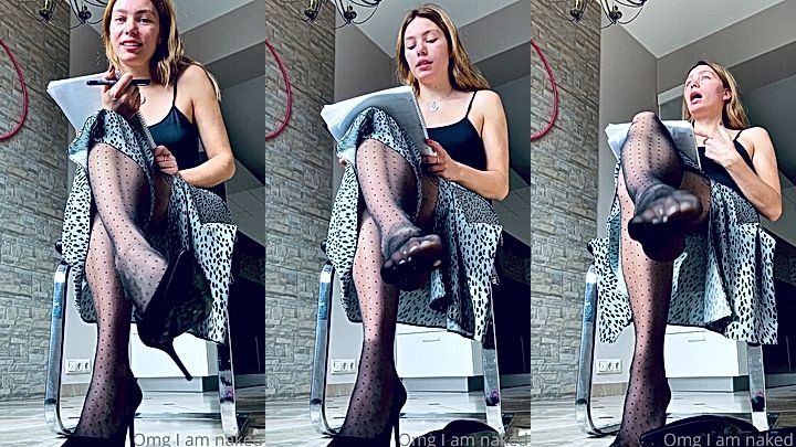 aventurinex teasing her feet and black high heels