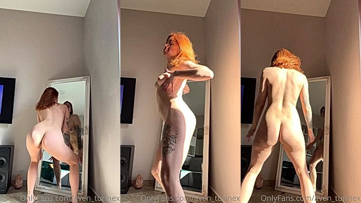 sexy redhead aventurinex dancing naked in font of the mirror tease video leaked