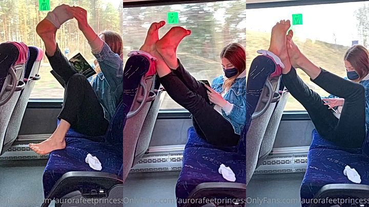 sexy girl aventurinex teasing her naked feet on the public bus video leaked