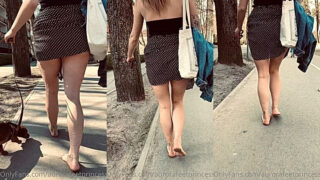 aventurinex walking around town pantyless