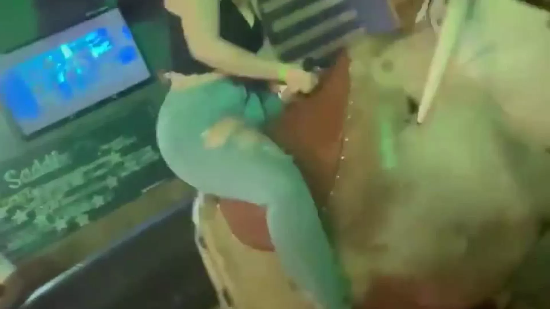 thicc babe WoeAlexandra riding a mechanical bull