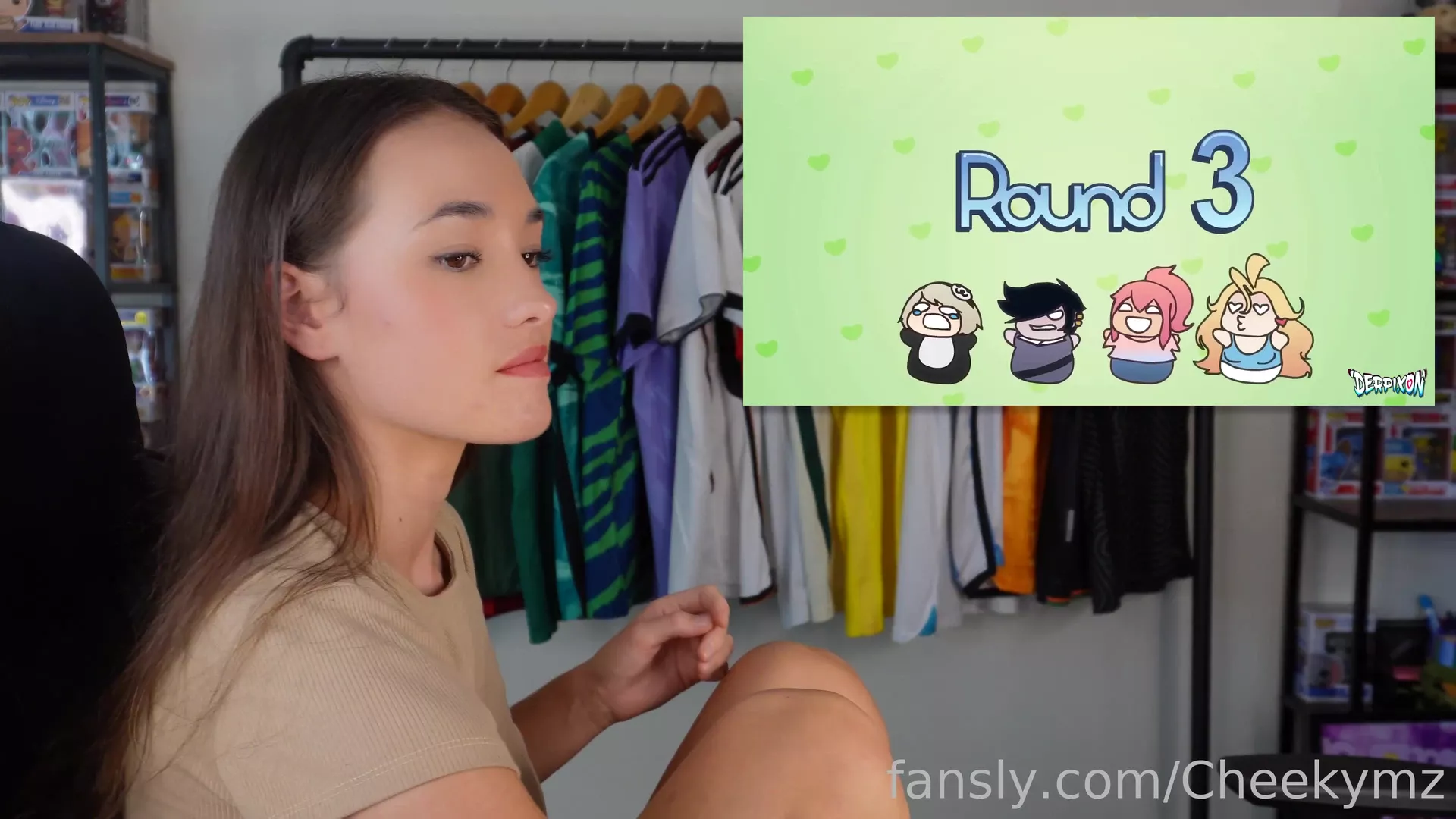 horny girl Cheekymz masturbates while watching adult cartoon