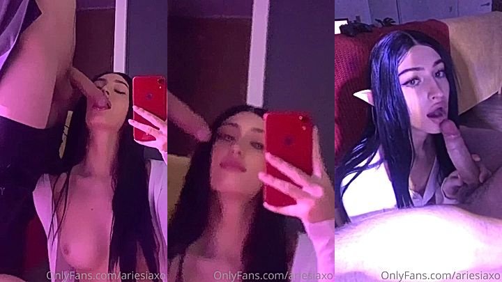 horny elf Ari Baby sucking a big cock in her phone video