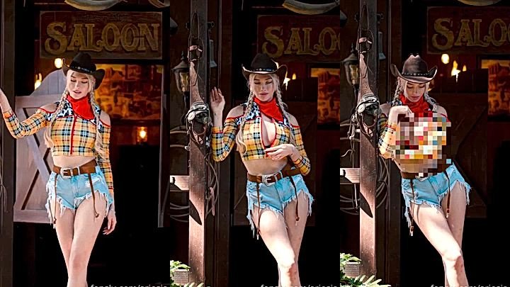 sexy cosplay girl Ari Baby cowboy outfit