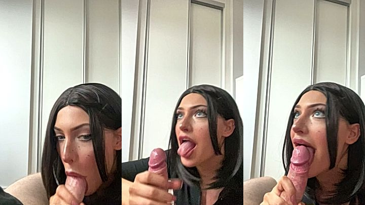 onlfyans American girl Ari Baby giving a big cock a blowjob pov video leaked
