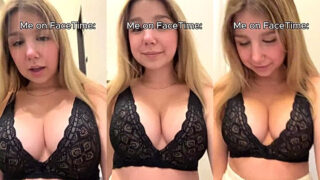 Judy Blooms showing off her perky tits and deep cleavage