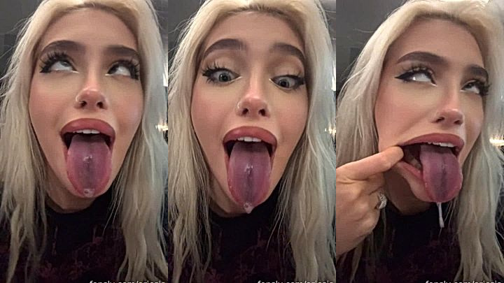 Ari Baby showing her ahegao face and saliva play