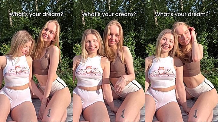 sexy teen Judy Blooms playing with her bff in the backyard