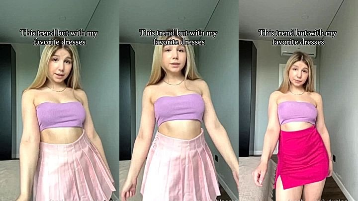 sexy blonde babe Judy Blooms lets you choose her three outfits