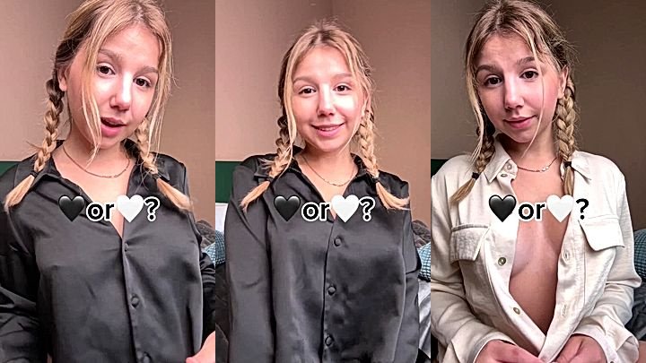 pigtail blonde babe Judy Blooms black or white top