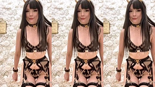 devil girl Notmeggii teasing in her black lingerie video leaked