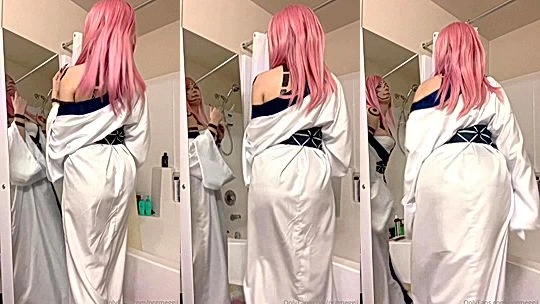 Notmeggii teasing her sexy cosplay in the bathroom video leaked