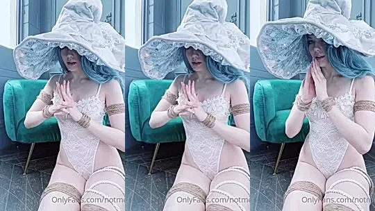 Notmeggii teasing her petite body in her white see-through dress