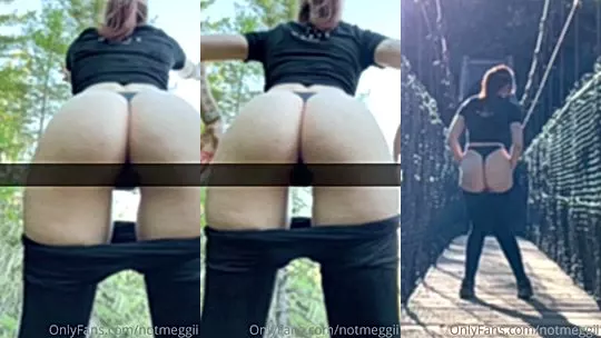 Notmeggii teasing her naked booty outdoors