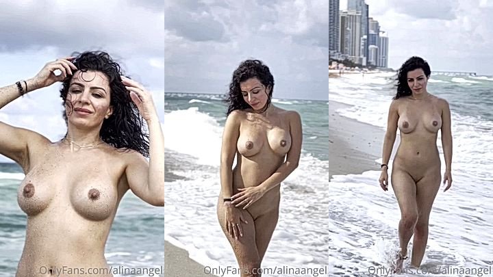 Alina Angel nude ocean teasing by the beach