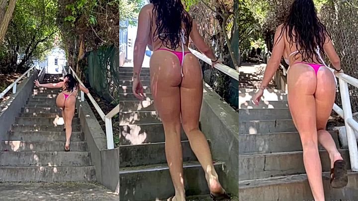 Playgirlcris teasing her big butt climbing up the stairs