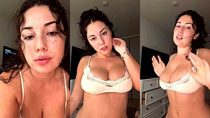 hot girl Playgirlcris teasing her naked big tits in bed