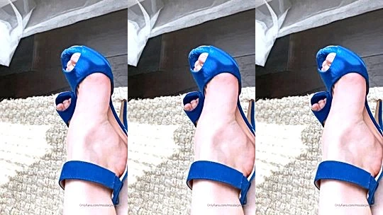 Lacy Lennon teasing her blue high heels