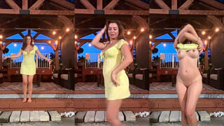 Alina Angel stripping naked on strage