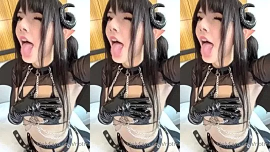 horny devil girl Notmeggii saliva play and black latex lingerie video leaked