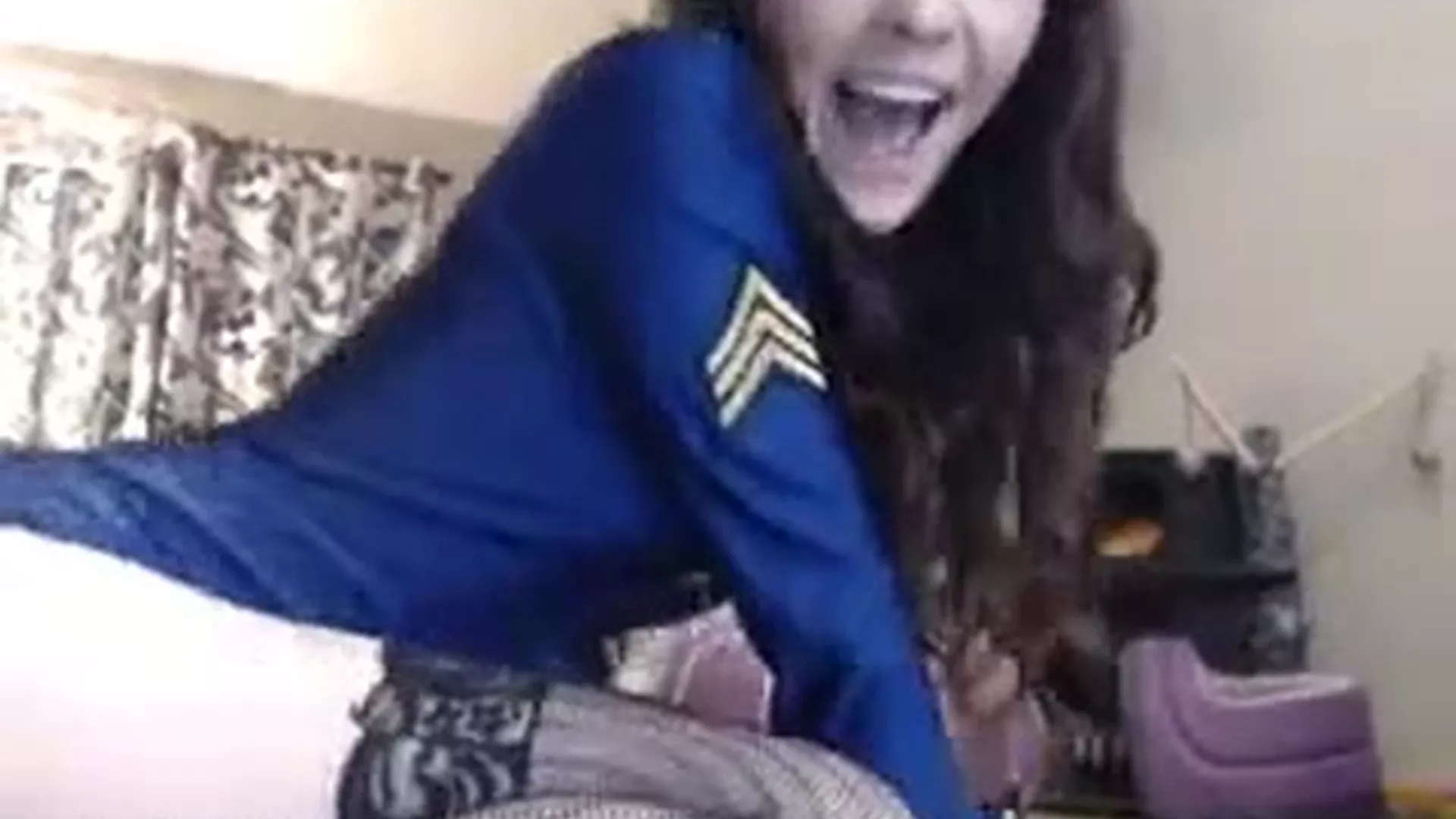 Ashe Maree teasing her booy in her air stewardess cosplay