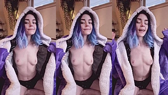 Ashe Maree showing off her naked small tits in her cosplay