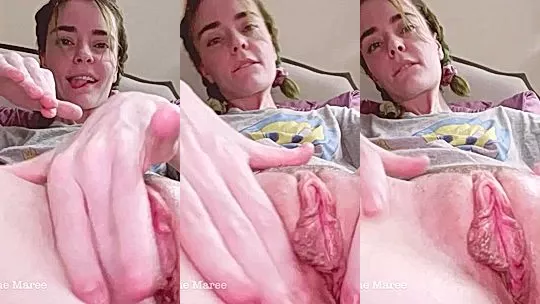 Ashe Maree teasing her naked pussy close-up