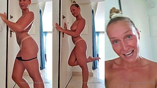 Kathia Nobili stripping and teasing her naked body in the shower