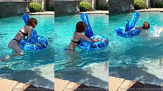 AliceOnCam crazy naked bitch playing in the pool