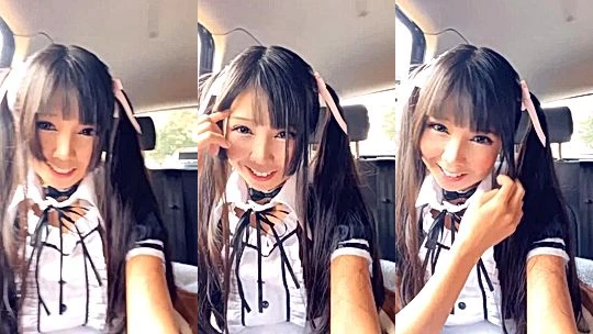 sexy maid Littlesubgirl playing with her pussy in the car backseat