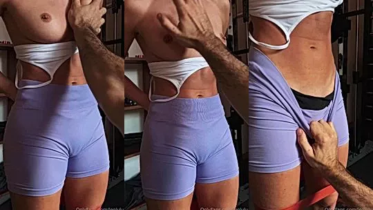 Leolulu teasing her naked tits and perfect ass for her husband