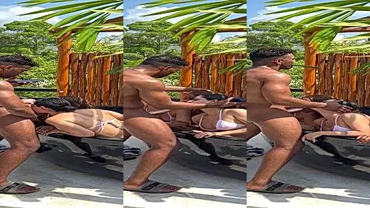 Troy Francisco three sluts sucking and fucking a bbc by the pool