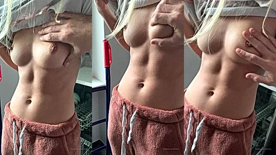 Leolulu squeezing her naked tits