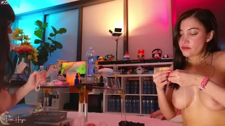 Delightfulhug showing off her naked perky tits on livestream