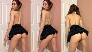 horny cam girl Bronwin with a sexy body slowly touch herself and squeezes her boobs while giving a soft solo tease, leaked video
